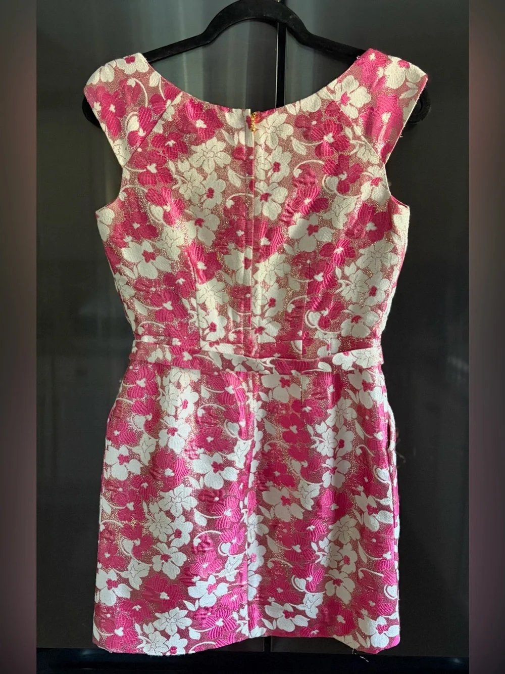 Kate Spade NY Floral Metallic Jacquard Mini Sheath Dress Sz 4 Coquette Dainty